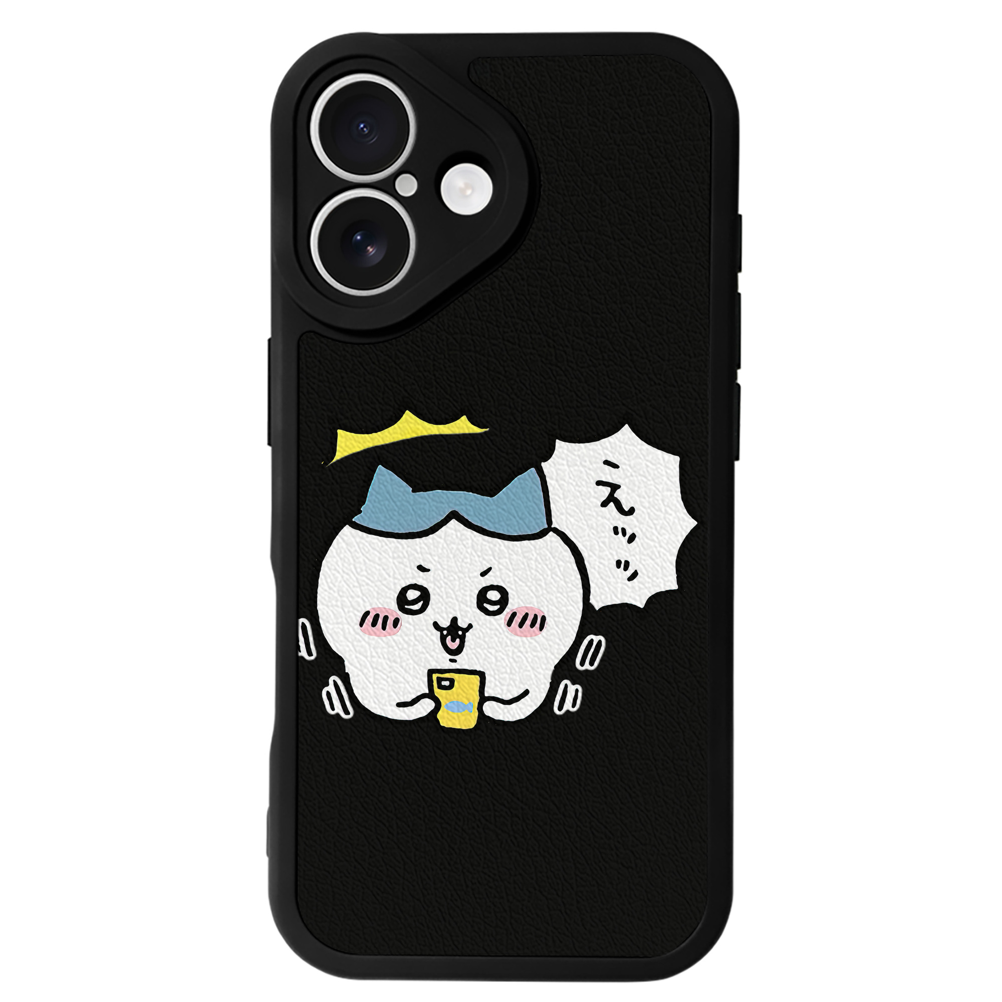 （画像用） ちいかわ ハチワレ Chii-kawa hachiware 【iPhone 16シリーズ対応】シリコンスマホケース（レザー調） 材質：シリコン